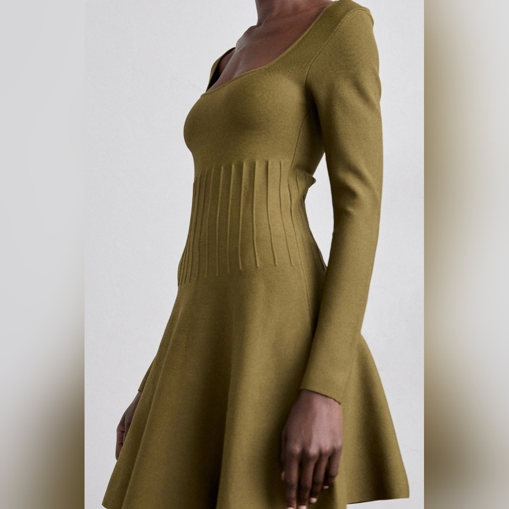STAUD Military Green Long Sleeve Dress,Size XL. - Picture 4 of 16